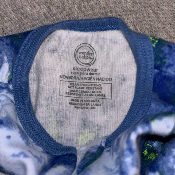 ADD TO A BUNDLE ONLY Wonder Nation Blue and Green Tie-Dye Kids Footie - Picture 2 of 2